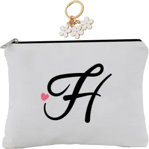 A-Z Embroidered letter combination cosmetic bagPersonalized Present Bag,cute Makeup Bag , Suitable for Wedding, Birthday, Holiday, is a Great Gift for Women, Mom, Teachers, Friends, Bridesmaids (H)