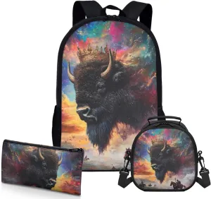 AmzPrint American Eskimo Dog School Backpack And Lunch Box Bags For Students Girls Boys Junior High School 3 Pcs Backpack Set