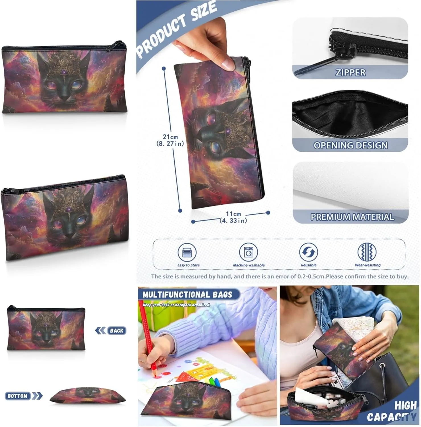 AmzPrint Balinese Cat Backpack And Lunch Box Bags Set For Boys Junior High School 3-Piece Backpack Set