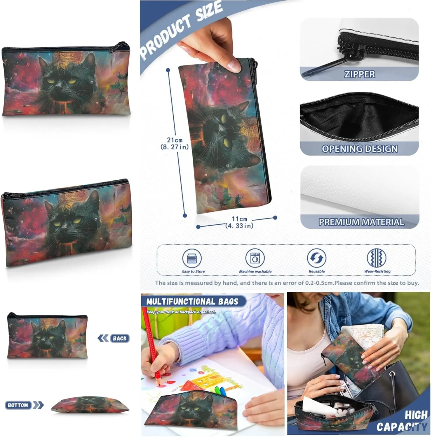 AmzPrint Burmese Cat School Backpack Matching Lunch Box Bags Combo For Boys Junior High School 3Pc Backpack Set