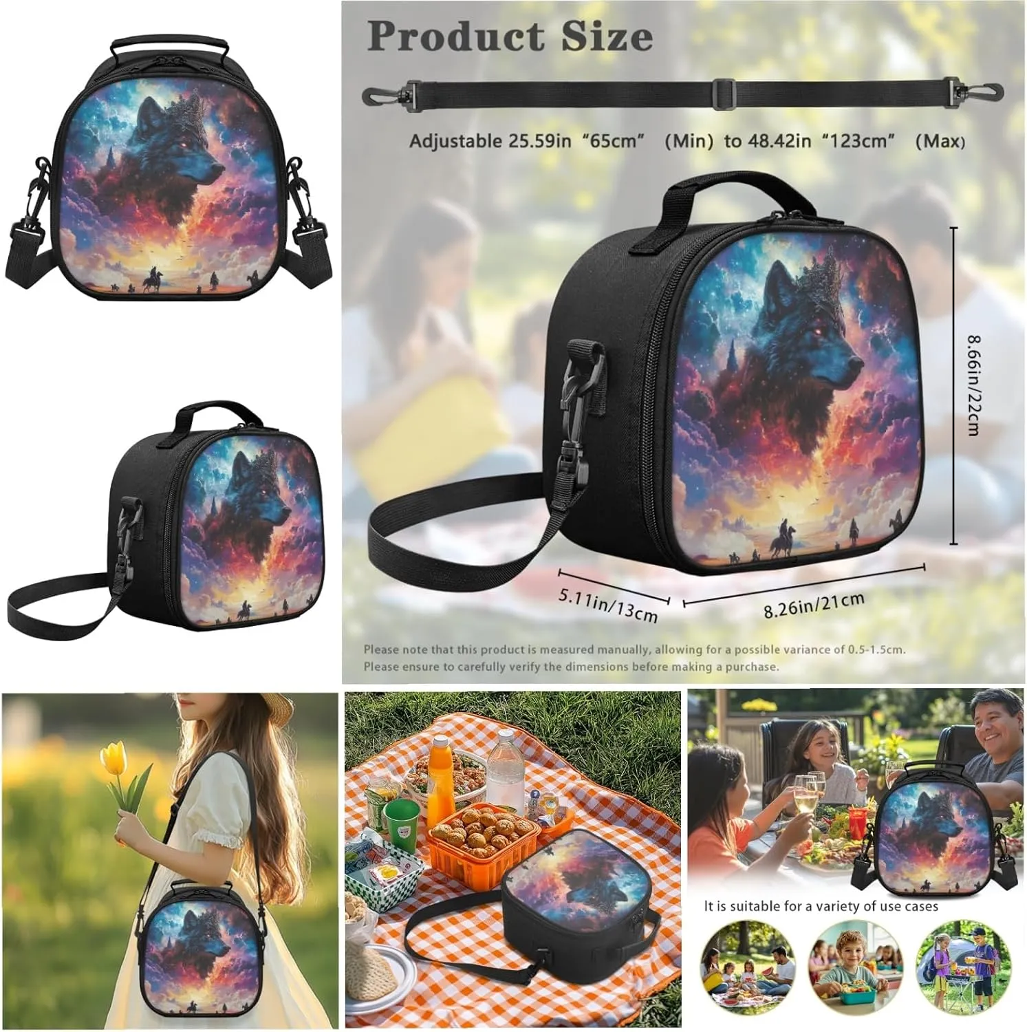 AmzPrint Czechoslovakian Wolfdog Dog Bookbag Matching Lunch Box Bags Sets For Boys High School 3-Piece Backpack Set