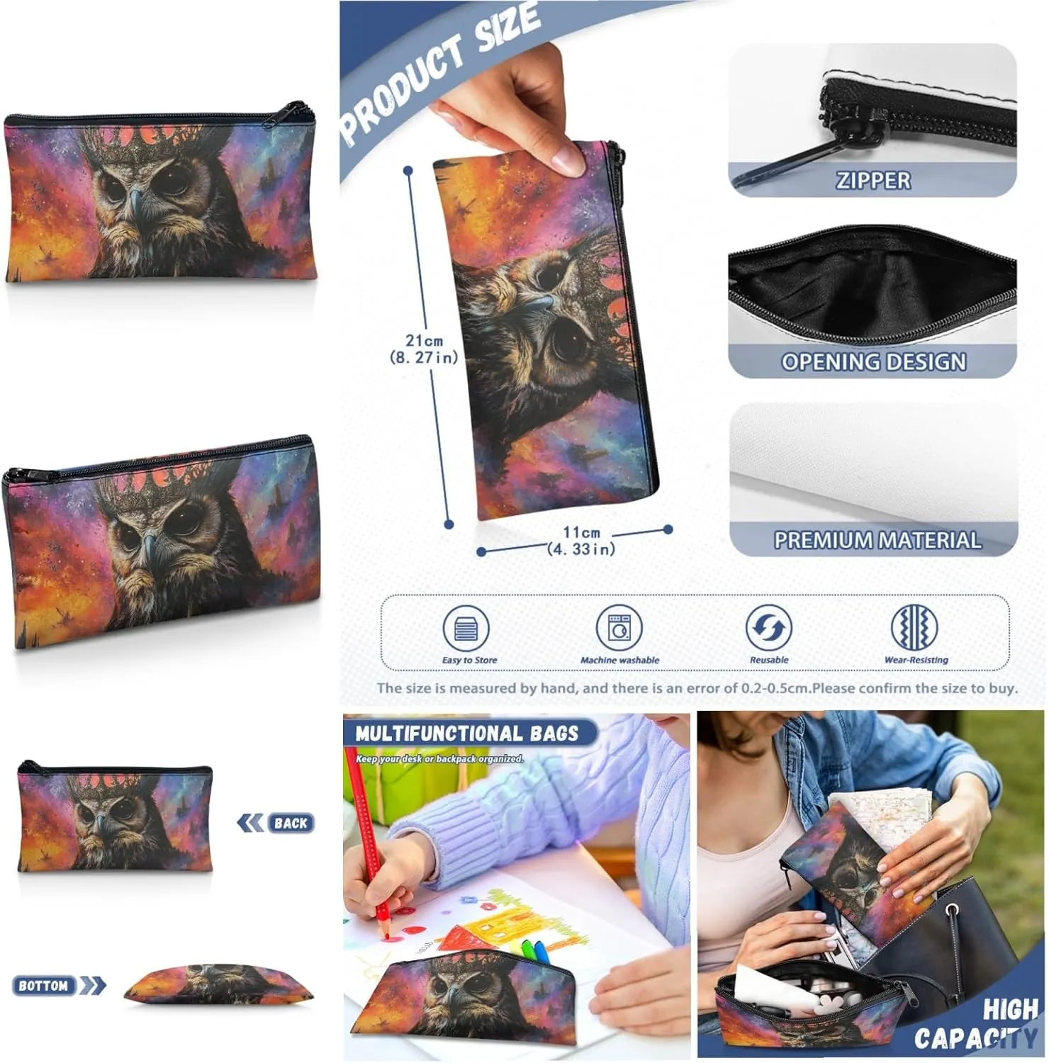 AmzPrint Eurasian Wolf School Backpacks Matching Lunch Box Bags Sets For Boys Preschool 3Pc Backpack Set