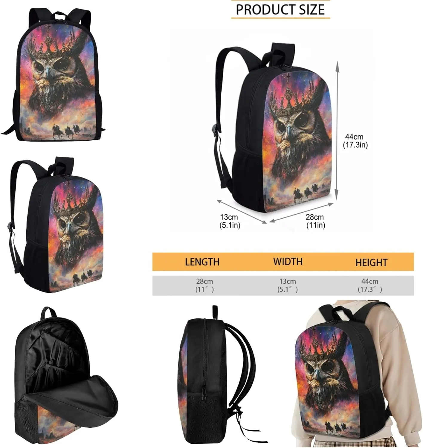 AmzPrint Eurasian Wolf School Backpacks Matching Lunch Box Bags Sets For Boys Preschool 3Pc Backpack Set