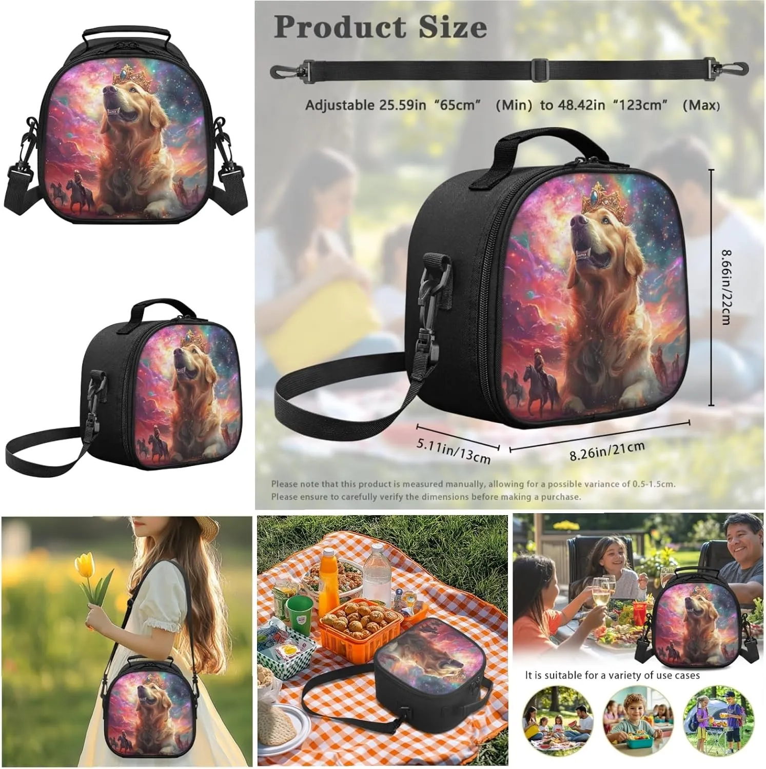 AmzPrint Golden Retriever Dog School Backpacks And Lunch Box Bags For Boys Middle School 3-In-1 Backpack Set