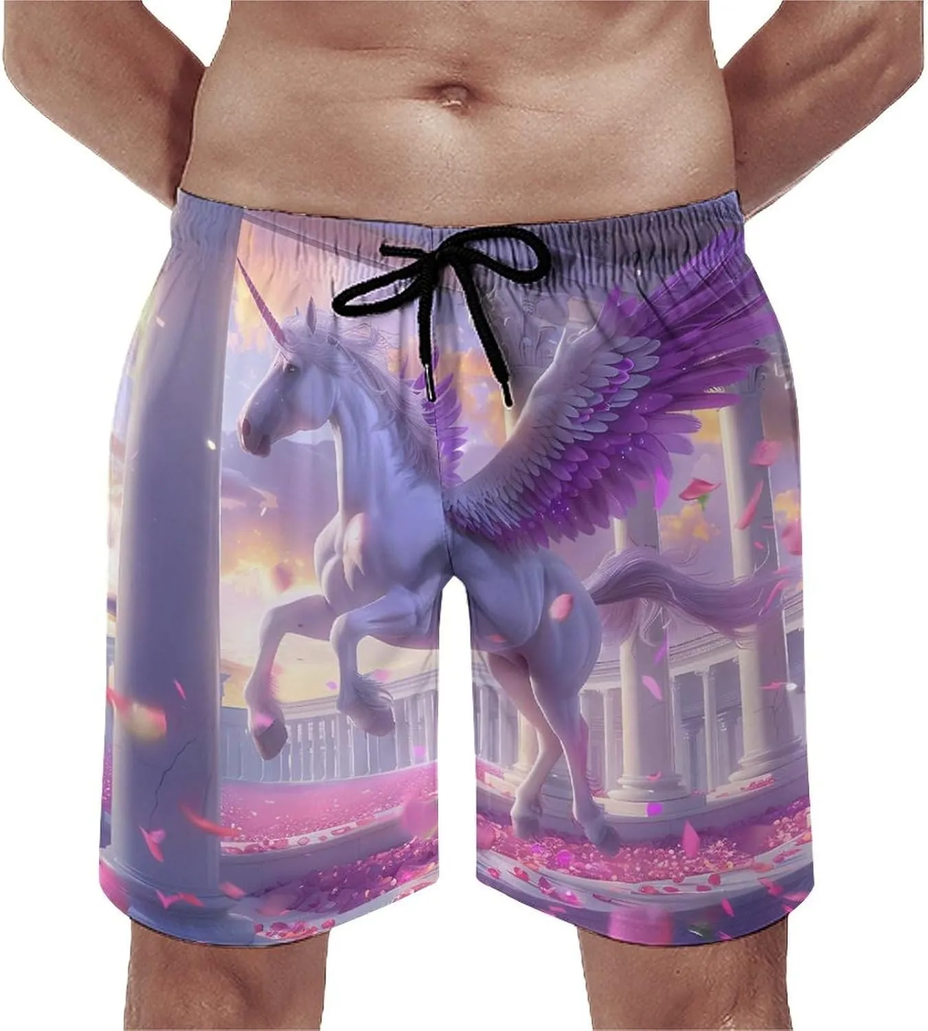 Angel Horse Men's Swim Trunks Quick Dry Board Shorts Breathable Summer Beach Shorts Bathing Suits