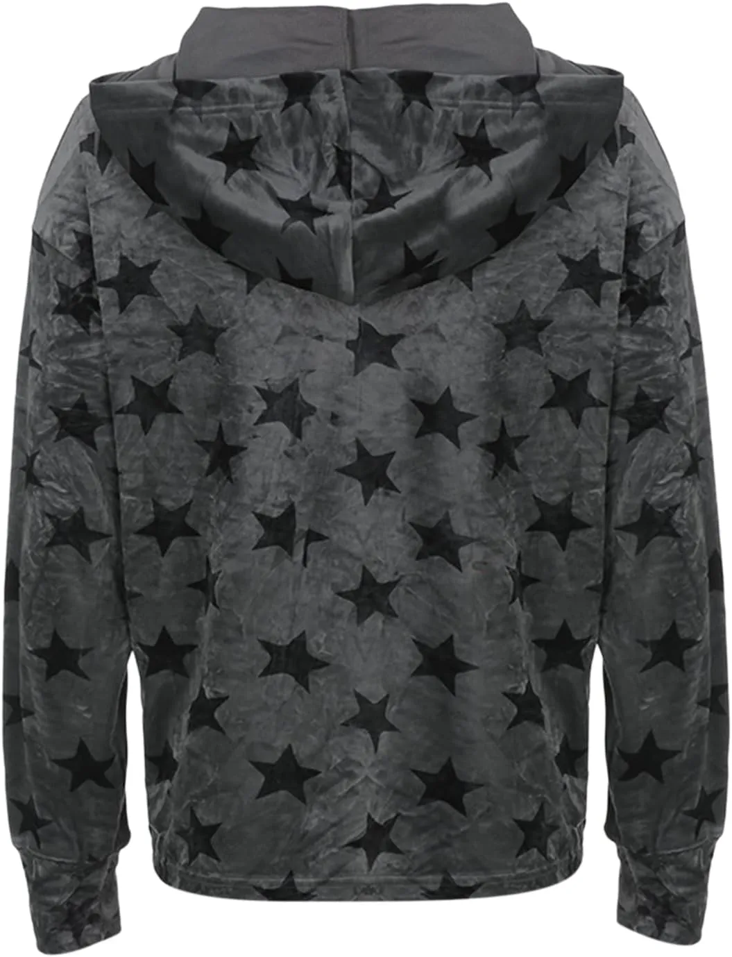Aopwsrlyi Women Vintage Star Graphic Zip Up Hoodies Oversized Long Sleeve Gothic Punk Sweatshirt Casual Jackets Streetwear