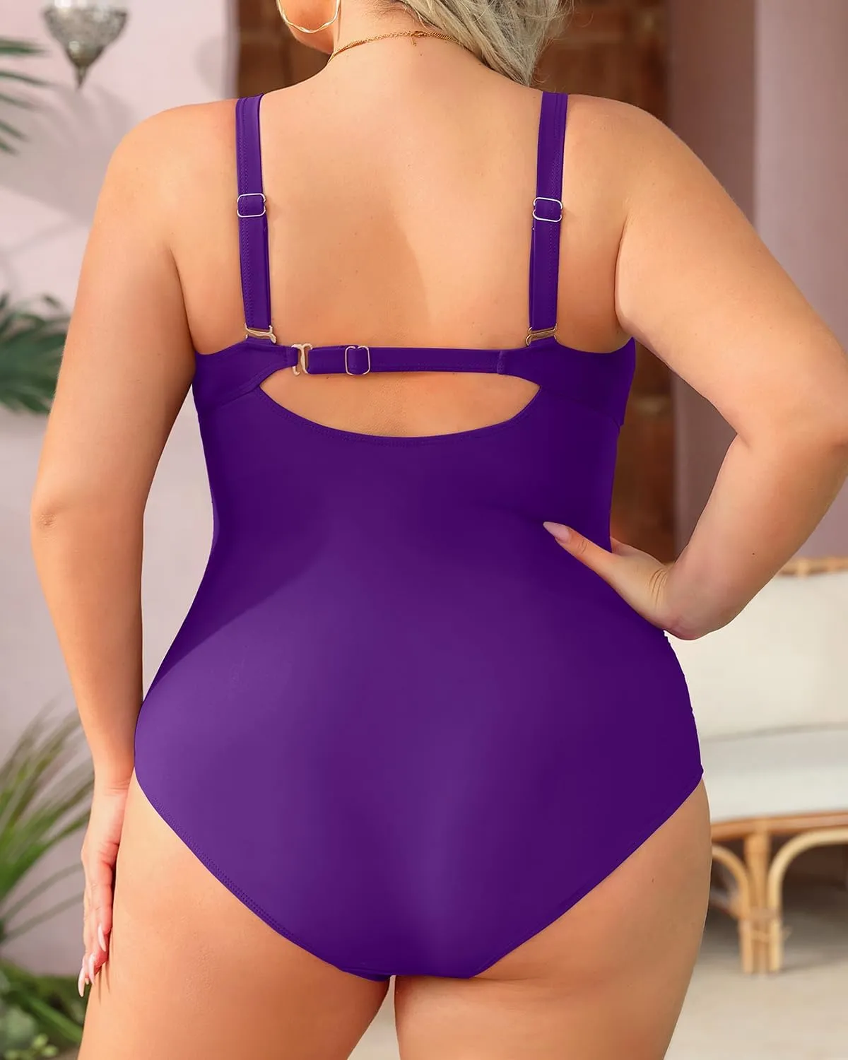 Aqua Eve Womens Plus Size One Piece Swimsuit- Tummy Control Bathing Suit Full Coverage Swimwear