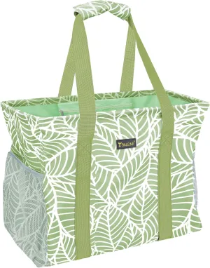 BALEINE Extra Large Utility Tote Bag with Wire Frame for Storage (Antique Foliage, 16.5''x14''x10'')