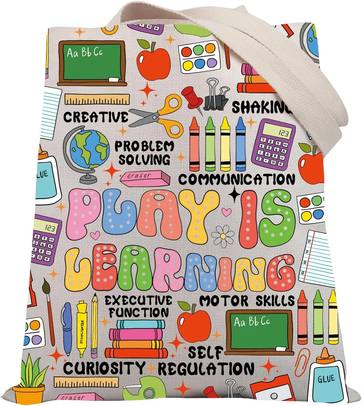 BDPWSS Play Is Learning Teacher Gift Teacher Appreciation Tote Bag Special Education Teacher Gift BCBA Speech Therapist Gift
