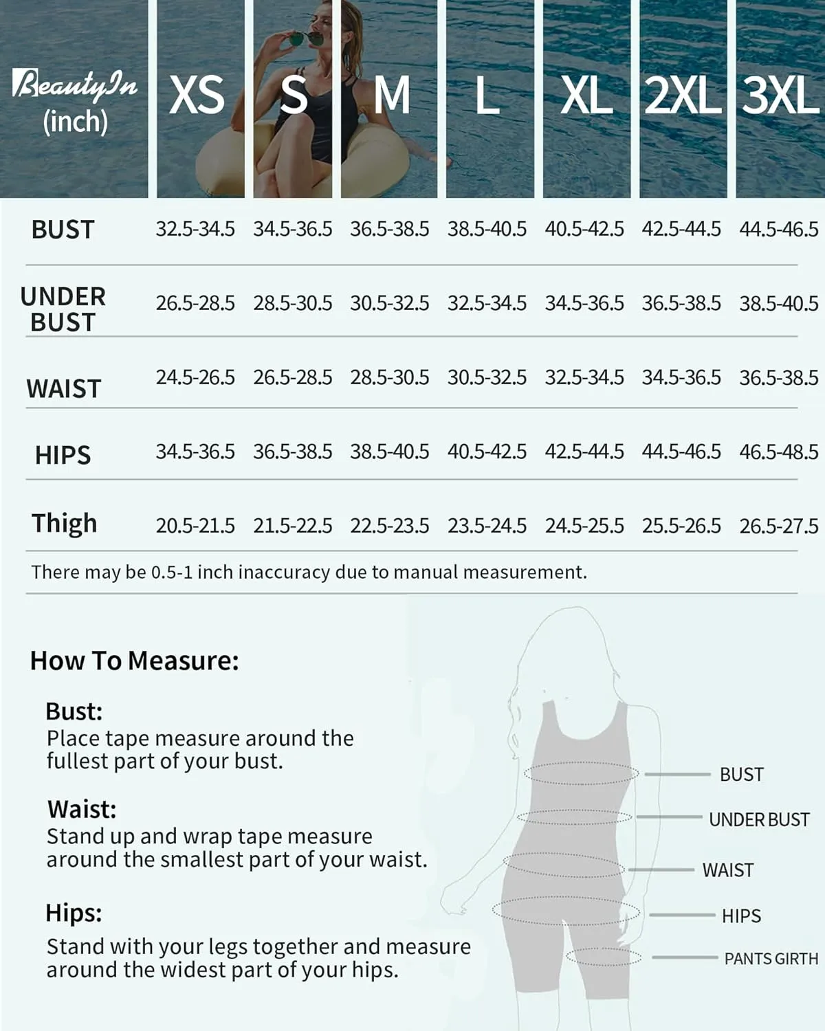 beautyin Womens Athletic One Piece Swimsuit Zipper Racerback Bathing Suit Training Swimwear