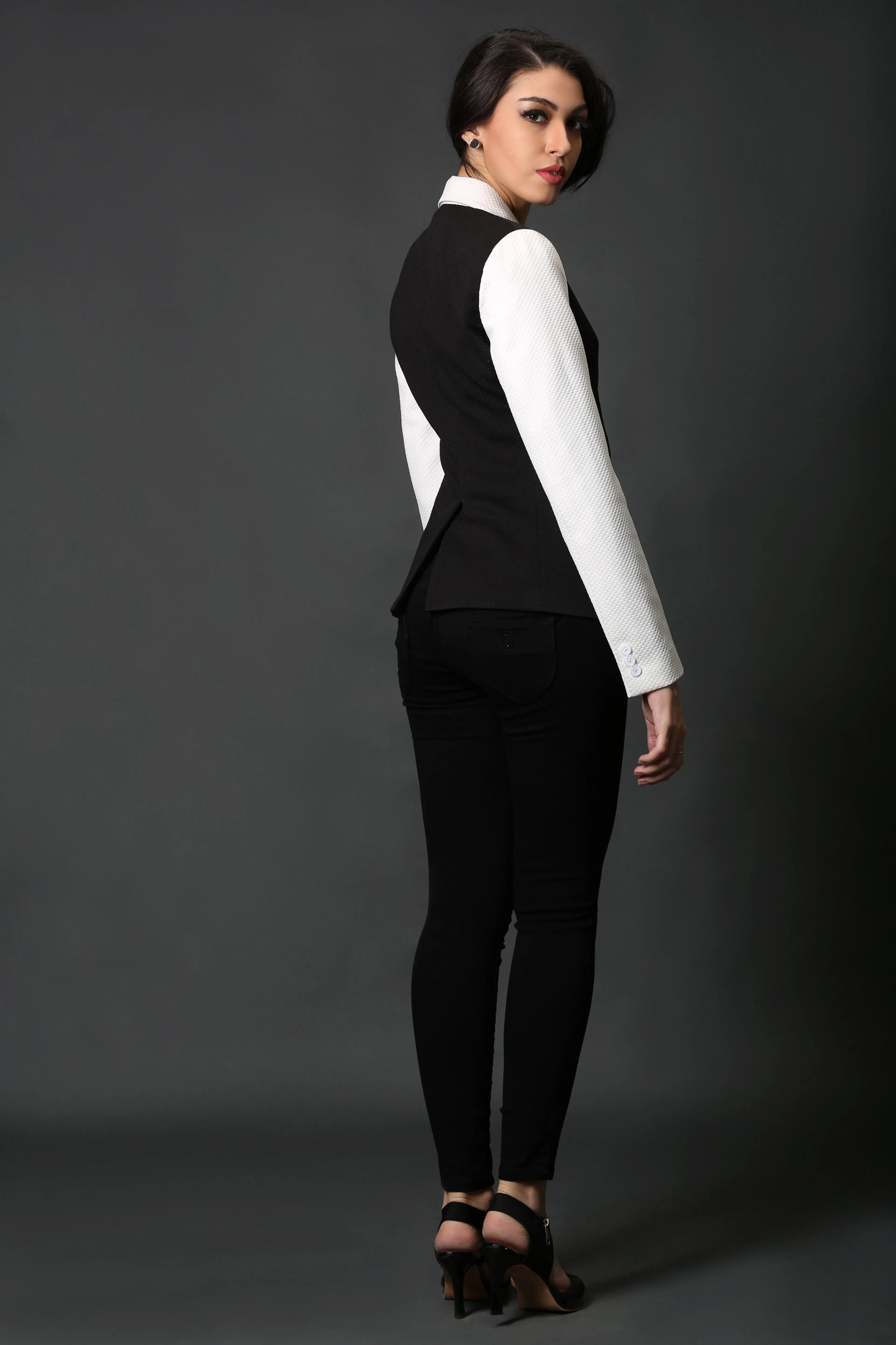 Black and White Zipper Jacket