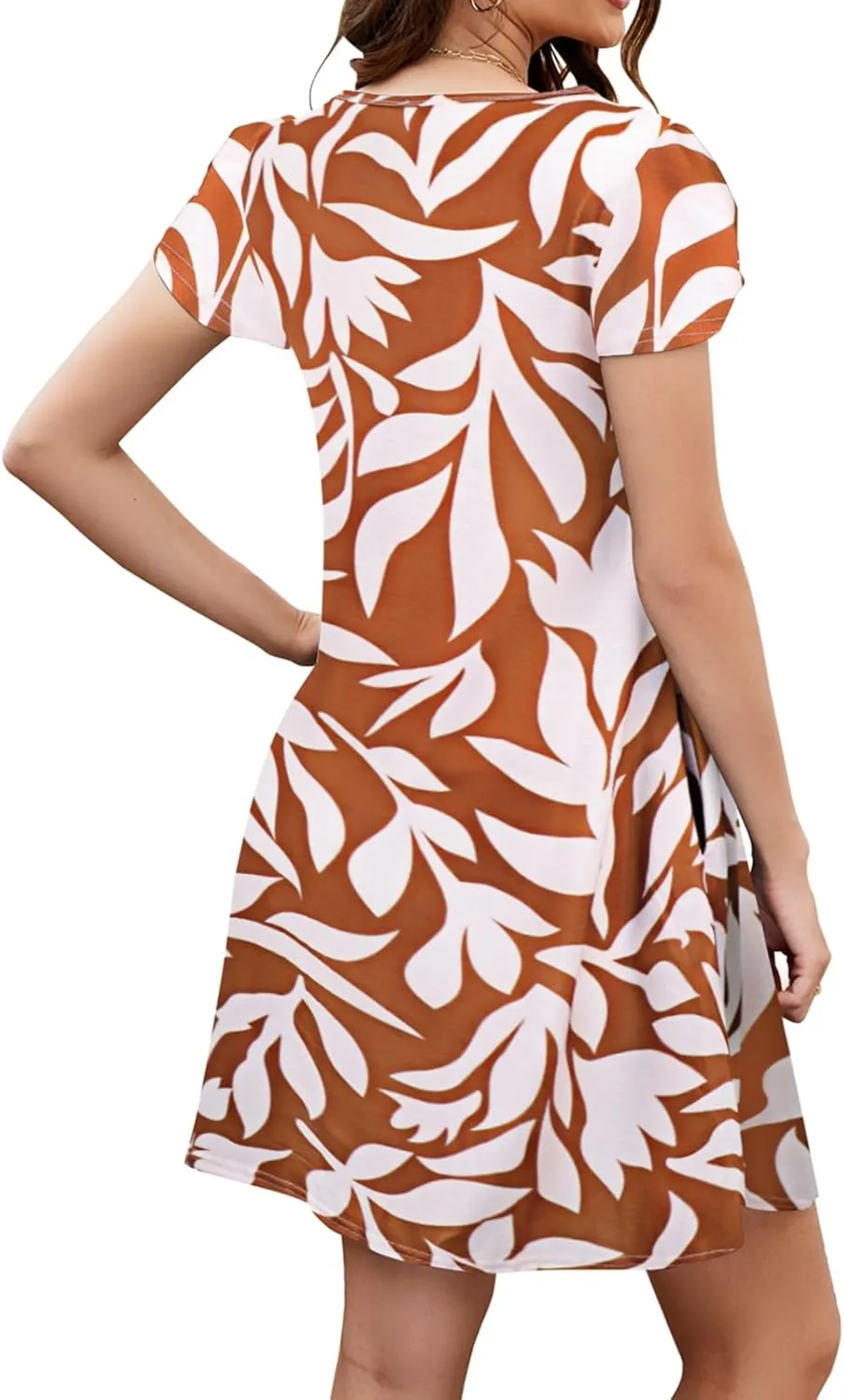 Bluetime Summer Dresses for Women 2025 Beach Boho Sundress Short Sleeve Pockets Loose Casual Tshirt Dress
