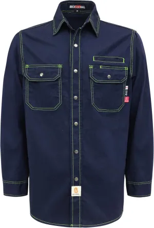 BOCOMAL FR Shirts for Men Snaps Down 7.5oz Water Repellent Fire Resistant Welding Jackets-NFPA2112 CAT2