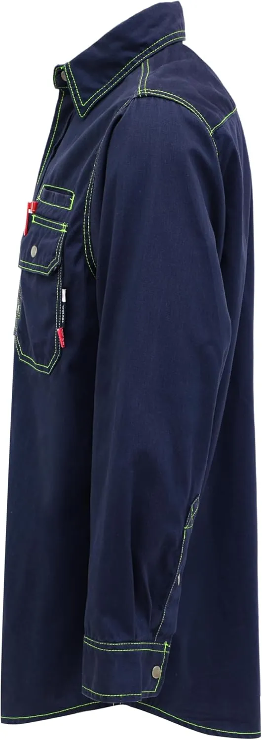 BOCOMAL FR Shirts for Men Snaps Down 7.5oz Water Repellent Fire Resistant Welding Jackets-NFPA2112 CAT2