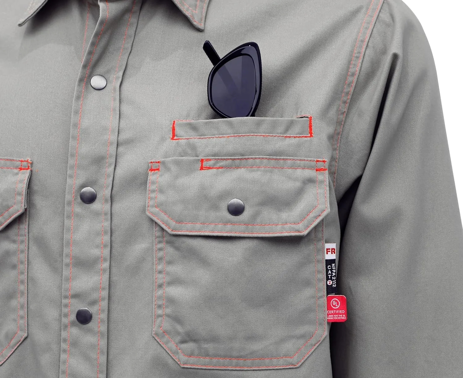 BOCOMAL FR Shirts for Men Snaps Down 7.5oz Water Repellent Fire Resistant Welding Jackets-NFPA2112 CAT2
