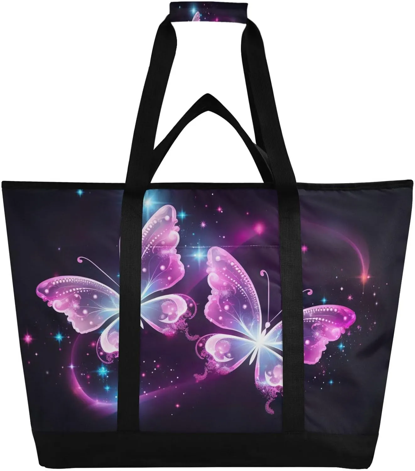 Butterfly Tote Bag for Women with Zipper Reusable Grocery Bags Foldable Insulated Cooler Bag Handbags Shopping Bags Totes for Groceries Travel Beach Work Picnic