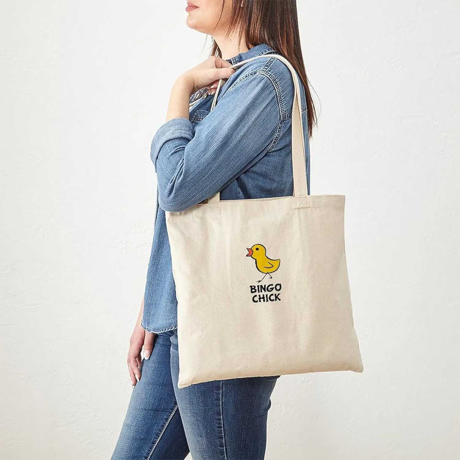 CafePress Bingo Chick Tote Bag Natural Canvas Tote Bag, Reusable Shopping Bag
