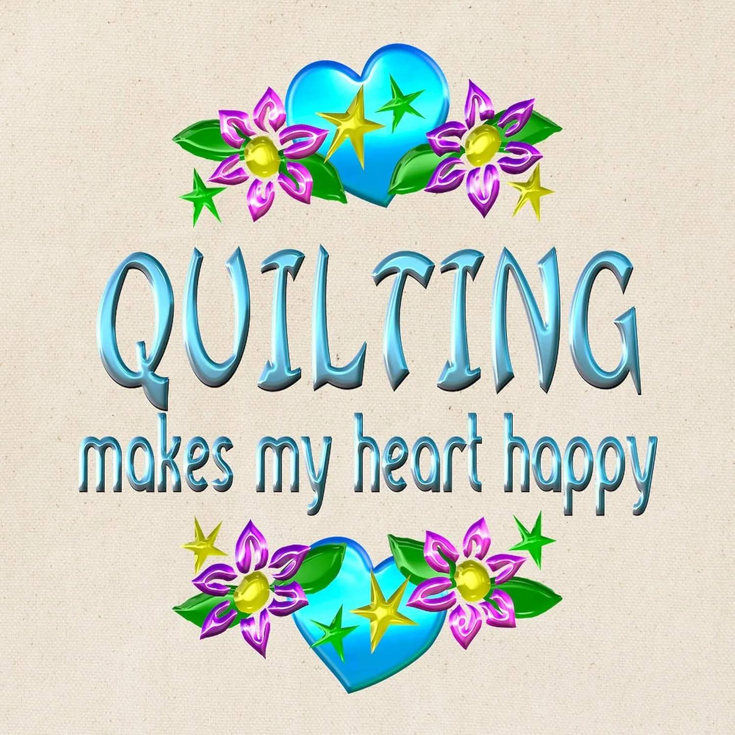 CafePress Quilting Heart Happy Tote Bag Natural Canvas Tote Bag, Reusable Shopping Bag