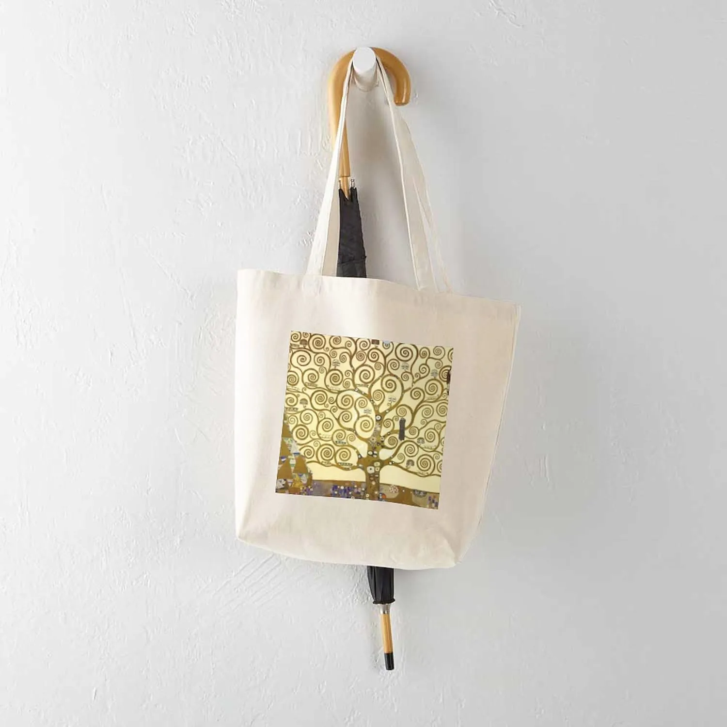 CafePress Tree Of Life By Gustav Klimt Tote Bag Natural Canvas Tote Bag, Reusable Shopping Bag