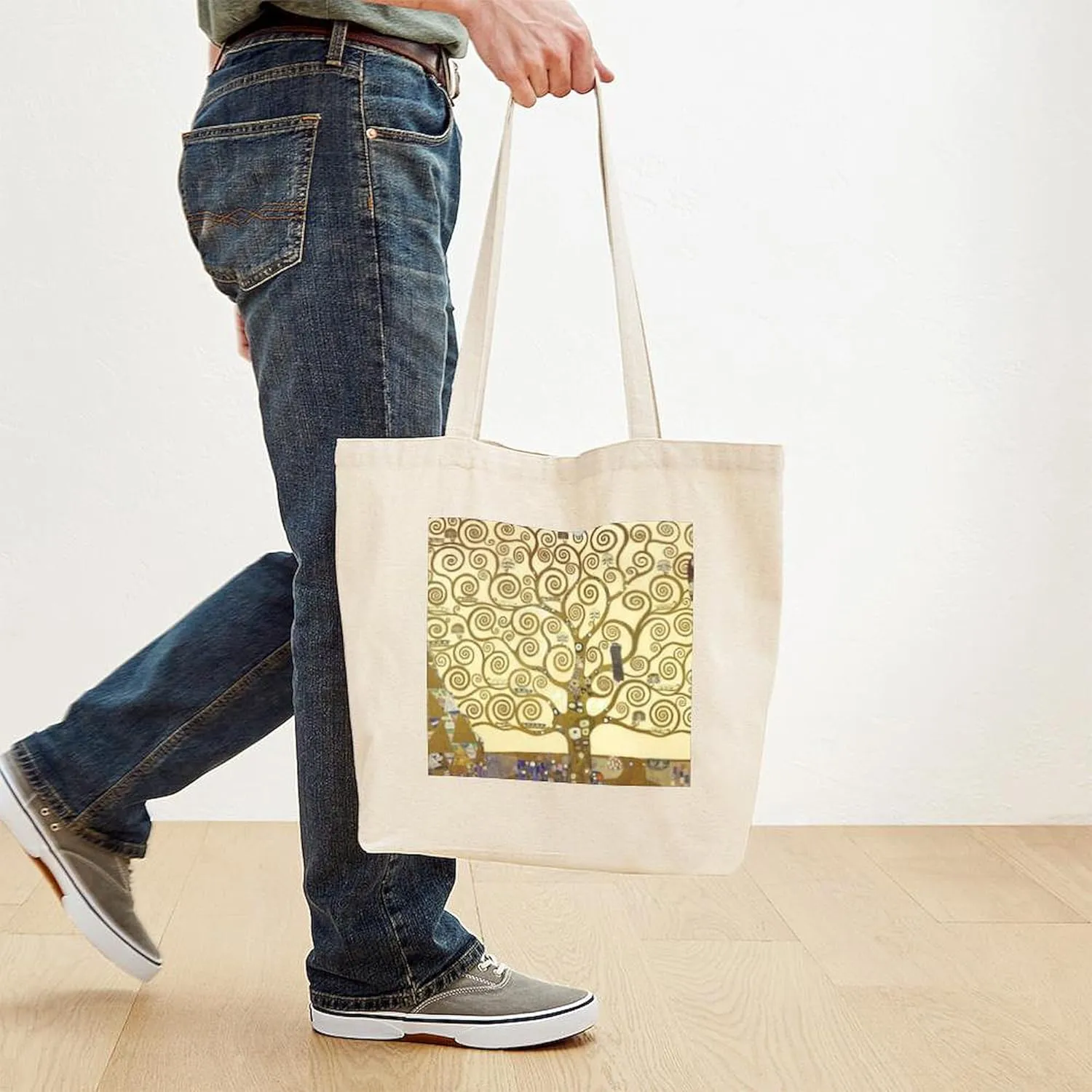 CafePress Tree Of Life By Gustav Klimt Tote Bag Natural Canvas Tote Bag, Reusable Shopping Bag