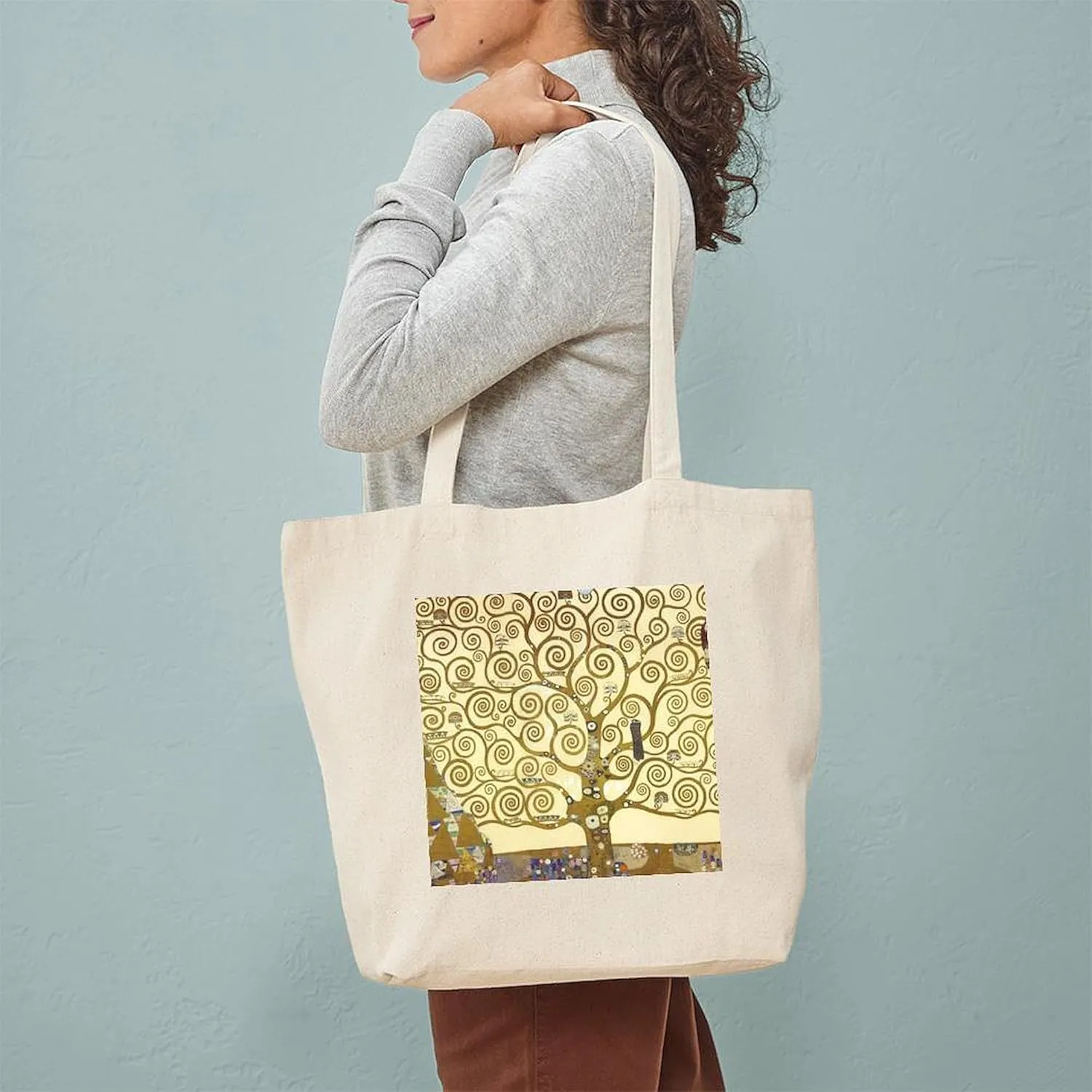 CafePress Tree Of Life By Gustav Klimt Tote Bag Natural Canvas Tote Bag, Reusable Shopping Bag