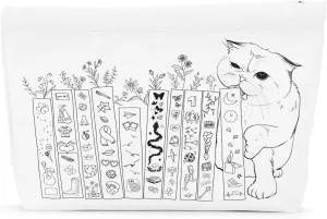 Cat Gifts for Cat Lovers Cute Cat Makeup Bag Book Lovers Gifts Inspired Music Lover Gifts Singer Merch for Women Friends Cat Mom Cat Lady Bookish Book Club Gifts Birthday Graduation Cosmetic Bag