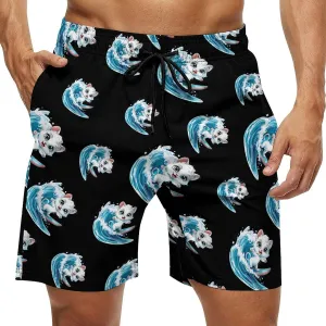 Cat Surfing Men's Swim Trunks Quick Dry Board Shorts Breathable Summer Beach Shorts Bathing Suits