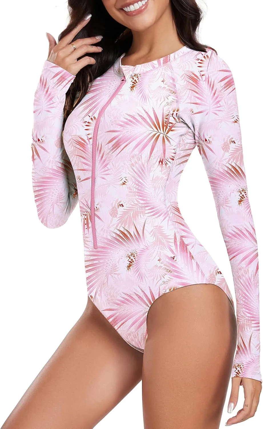 Century Star Long Sleeve Swimsuits for Women Teen Girls Bathing Suit Rash Guard Surfing Modest One Piece High Neck Swimwear