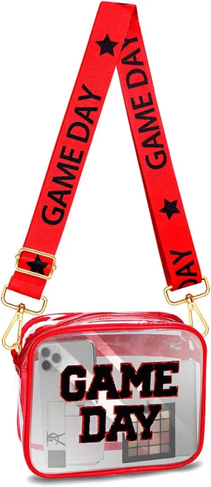 Clear Bag for Stadium Events Game Day Stadium Approved Crossbody Clear Bag Purse with Letter Patch for Concert Sports Events