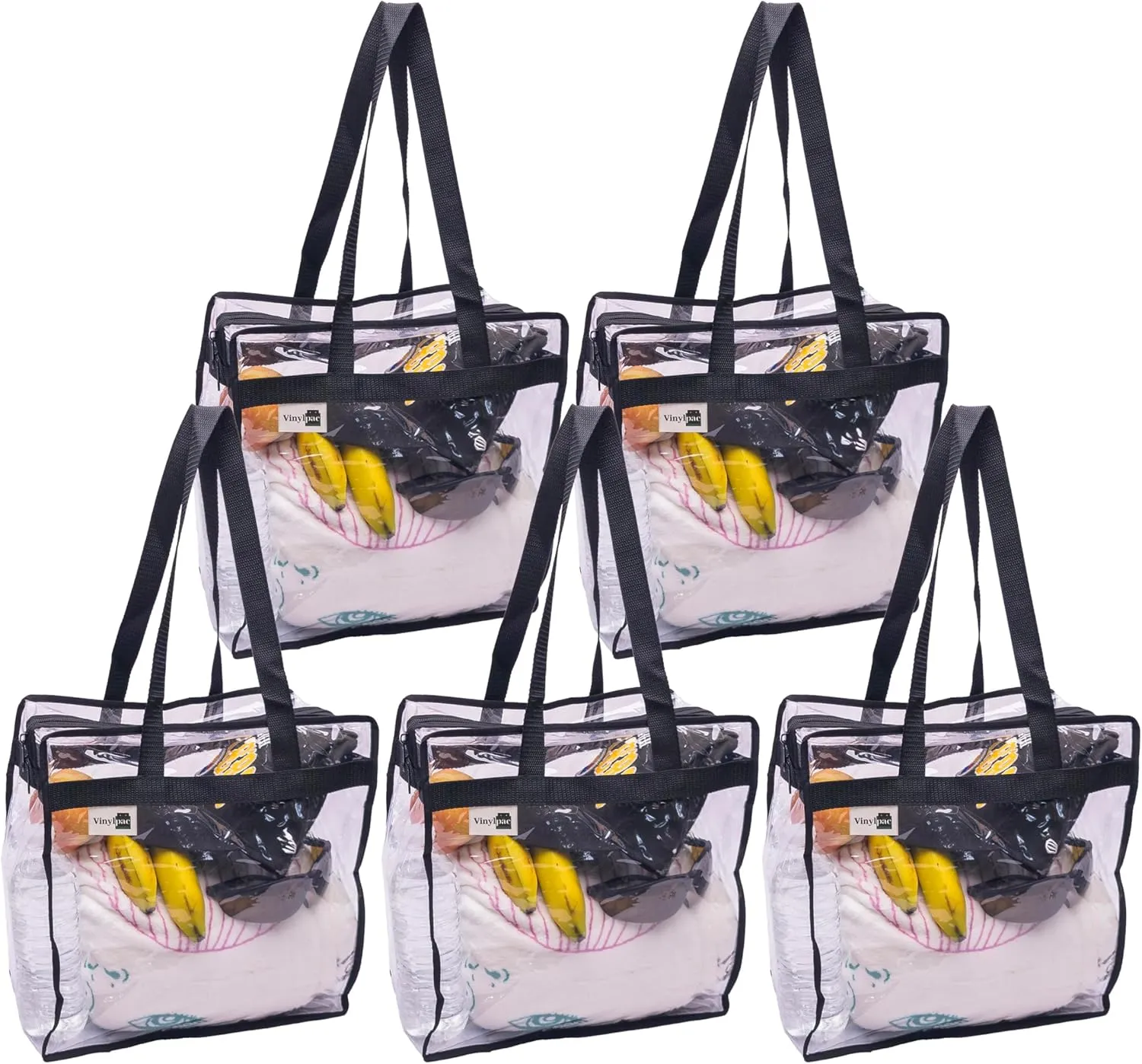 Clear Stadium Approved Bags 12x6x12 Transparent Tote, Zipper and Handles for Concerts, Sporting Events, Work, Gym