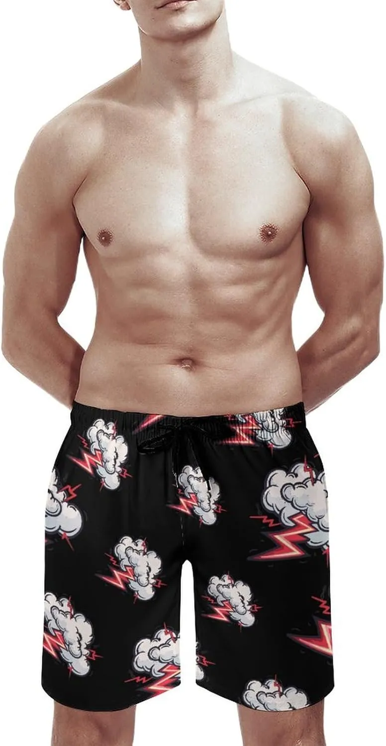 Cloud Thunder Men's Swim Trunks Quick Dry Board Shorts Breathable Summer Beach Shorts Bathing Suits