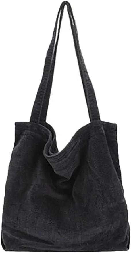 Corduroy Tote Bag Women's Canvas Shoulder Handbags Retro Large Casual Totes Shopping Bag for Travel Work