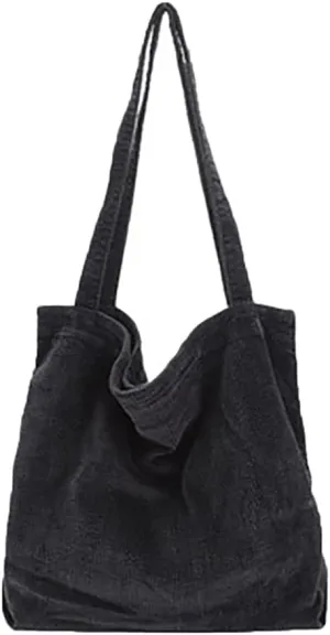 Corduroy Tote Bag Women's Canvas Shoulder Handbags Retro Large Casual Totes Shopping Bag for Travel Work