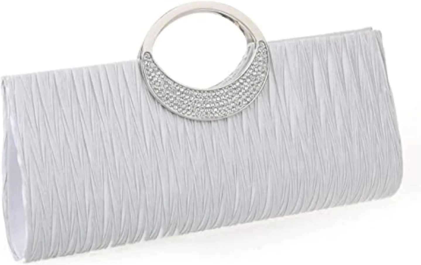 CROSSBABY Women Elegant Clutch Purse Rhinestones Pleated Wedding Clutch Handbag Formal Evening Bag Party
