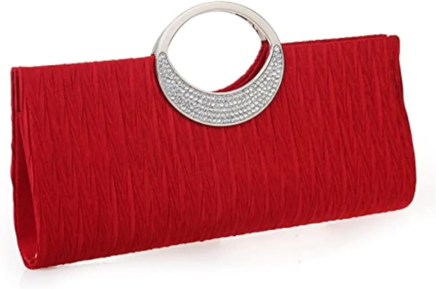 CROSSBABY Women Elegant Clutch Purse Rhinestones Pleated Wedding Clutch Handbag Formal Evening Bag Party