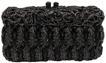 Crystal Women Evening Clutch Bag Hard Case Wedding Party Handbags Purses Metal Clutches (Color : B)