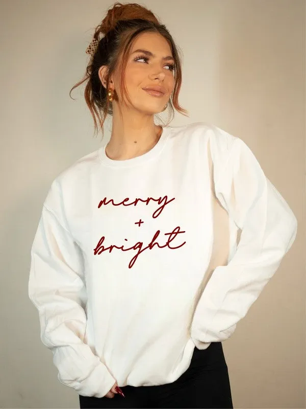 Cursive Merry and Bright Graphic Sweatshirt