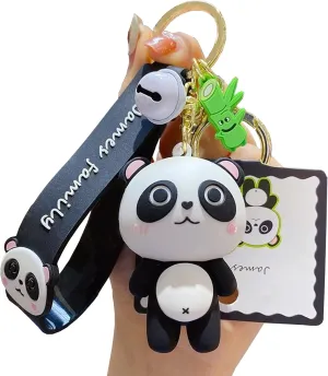 Cute Panda Keychain Kawaii Keychains Wrist Lanyard Wristlet Strap Key Chains Gifts for Girl Woman