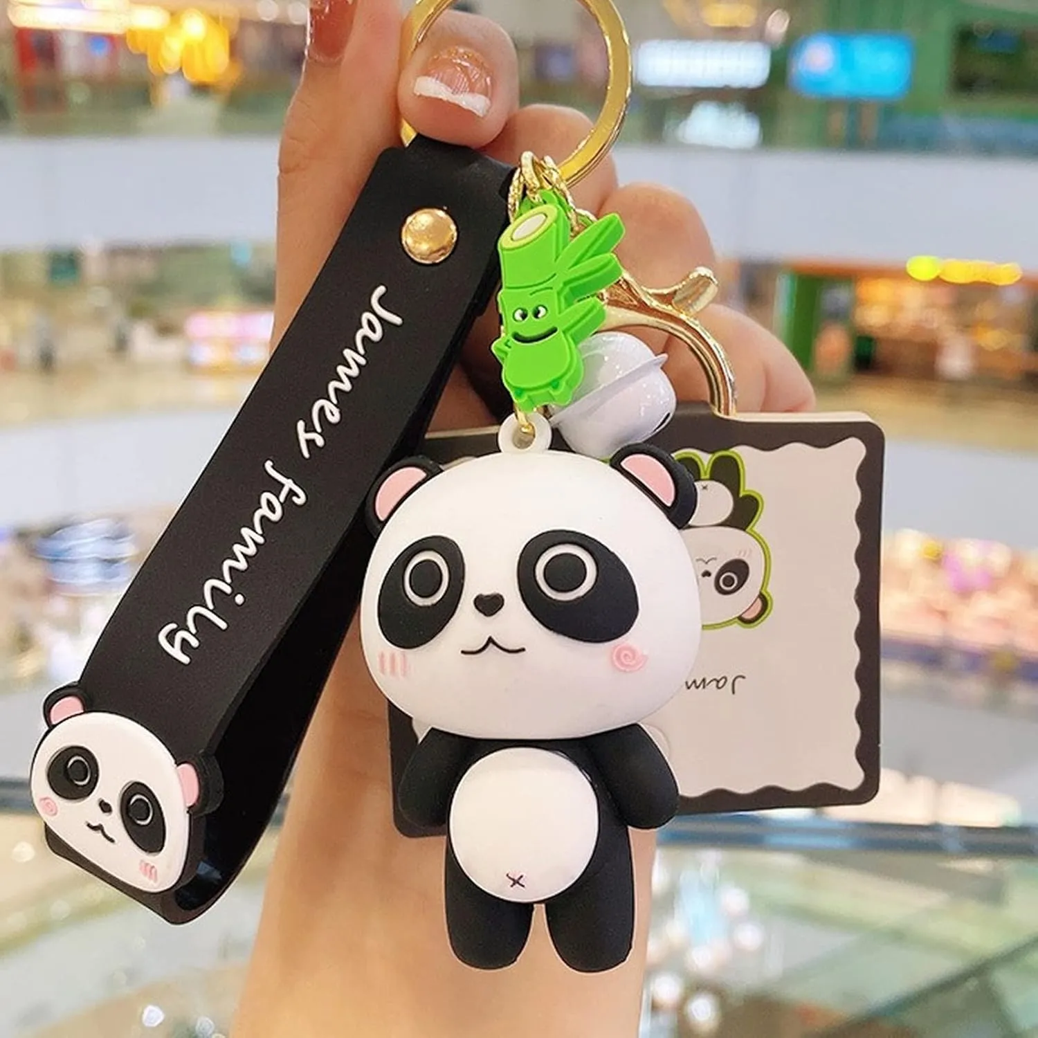 Cute Panda Keychain Kawaii Keychains Wrist Lanyard Wristlet Strap Key Chains Gifts for Girl Woman