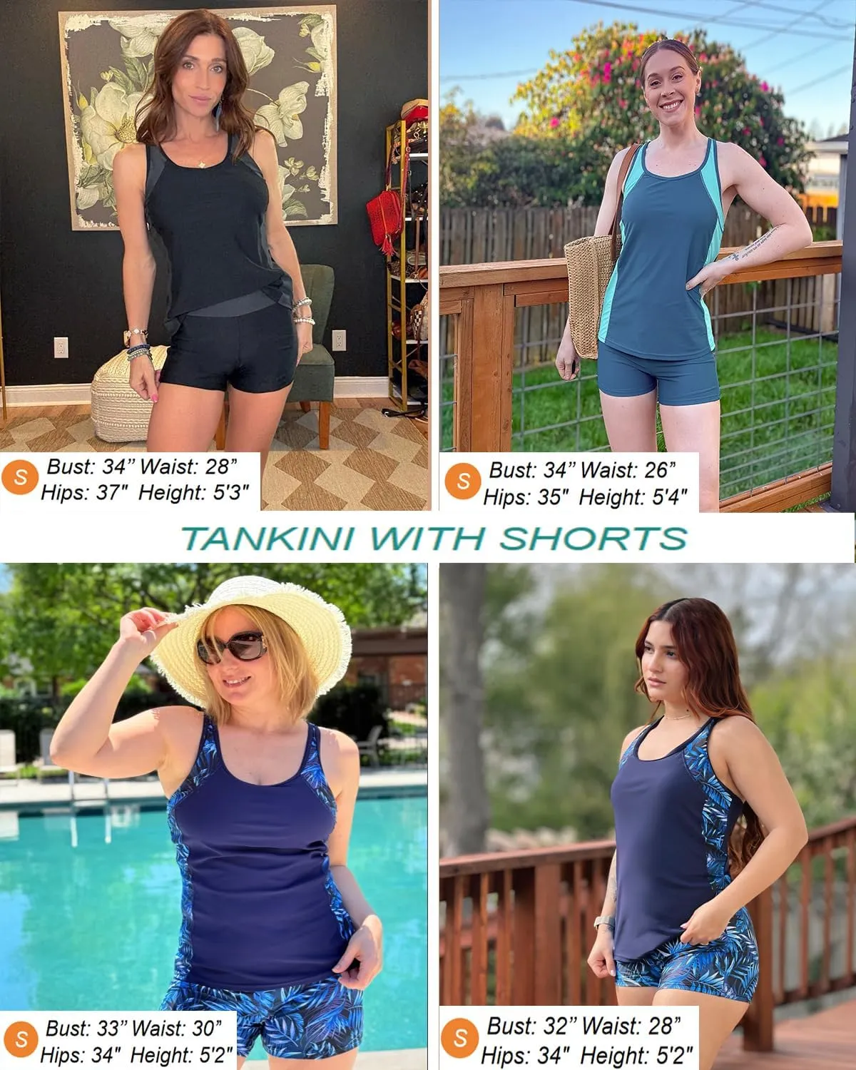 Daci Women 2 Piece Tankini Swimsuit - 2025 Tummy Control Sporty Bathing Suit Color Block Swim Tank Top with Boy Shorts