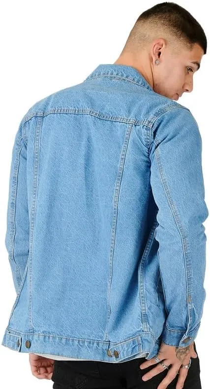 Denim Jacket Men - Casual Vintage Regular Fit Button Down Trucker Style  Mens Jean Jackets Stylish Everyday Outerwear