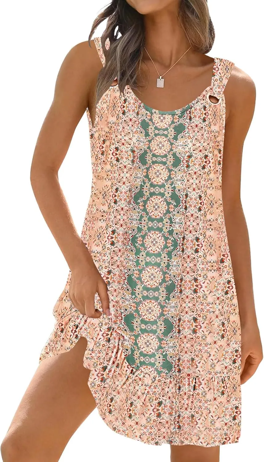 Disamer Womens Sundresses 2025 Vacation Beach Dresses Swimsuit Cover Ups Sleeveless Button Down Spring Sun Summer Dress