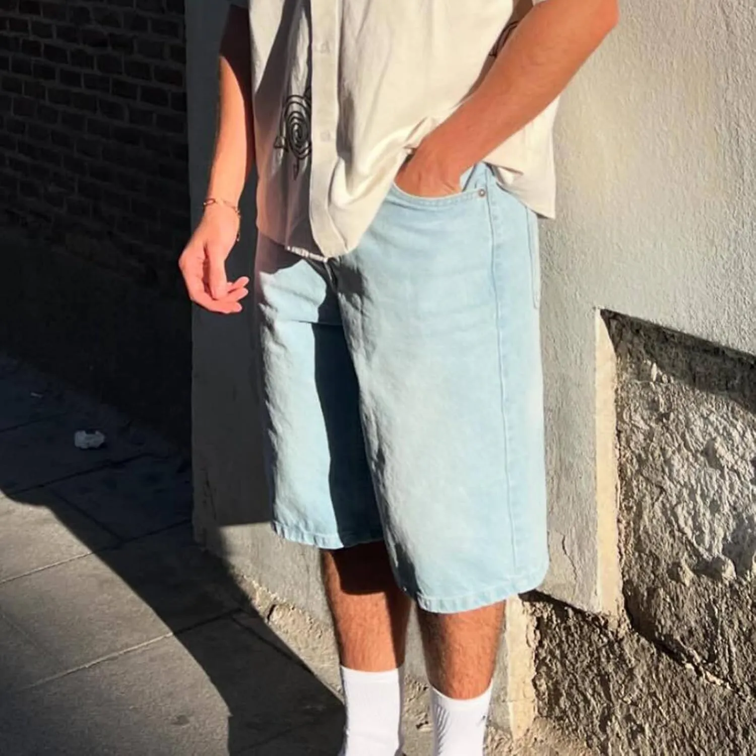DSORVICD Men Baggy Jean Shorts Summer Casual Loose Jorts Y2k Hip Hop Skateboard Denim Shorts