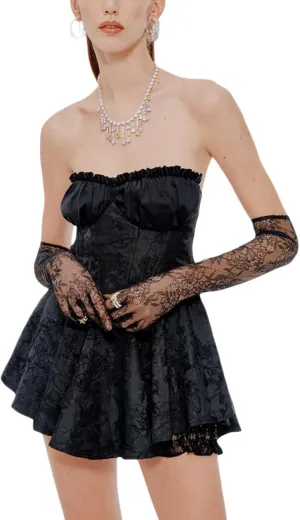 DSORVICD Women Y2k Strapless Mini Dress Sexy Ruffle Hem Off Shoulder Sleeveless Tube Dress Fairy Grunge Club Party Mini Dress