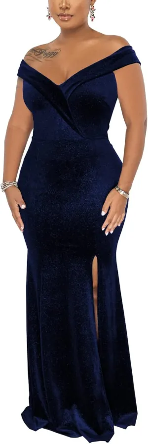 Elegant Off Shoulder Mermaid Bodycon Maxi Dress for Women Sexy Wedding Ruched Evening Gown Prom Cocktail Party Dress