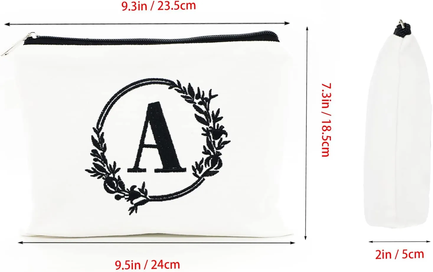 Embroidered letter combination cosmetic bagPersonalized Present Bag, Suitable for Wedding, Birthday, Holiday, is a Great Gift for Women, Mom, Teachers, Friends, Bridesmaids (A)