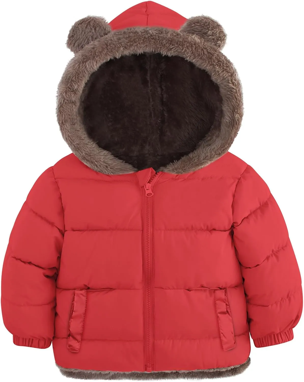 Enlifety 6M-5T Baby Toddler Winter Fleece Coat Boys Girls Cute Bear Ear Hooded Jackets with Pockets