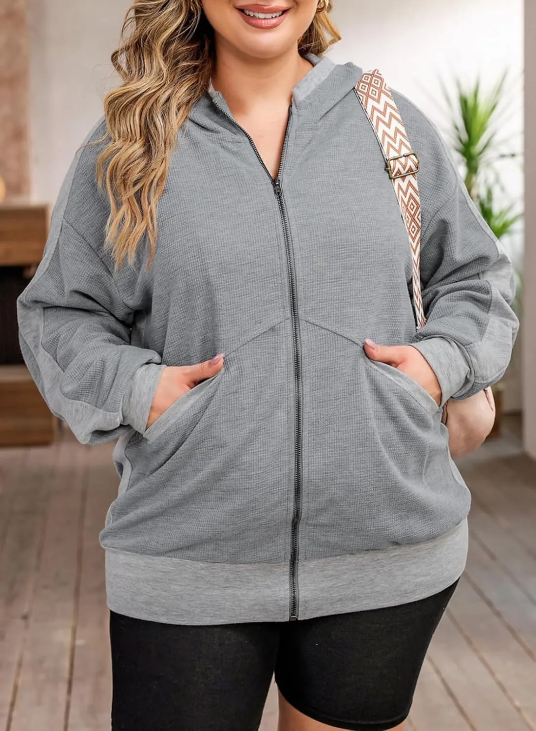 Eytino Womens Plus Size Long Sleeve Zip Up Oversized Casual Hoodies Sweatshirt Jackets with Pockets(1X-5X)