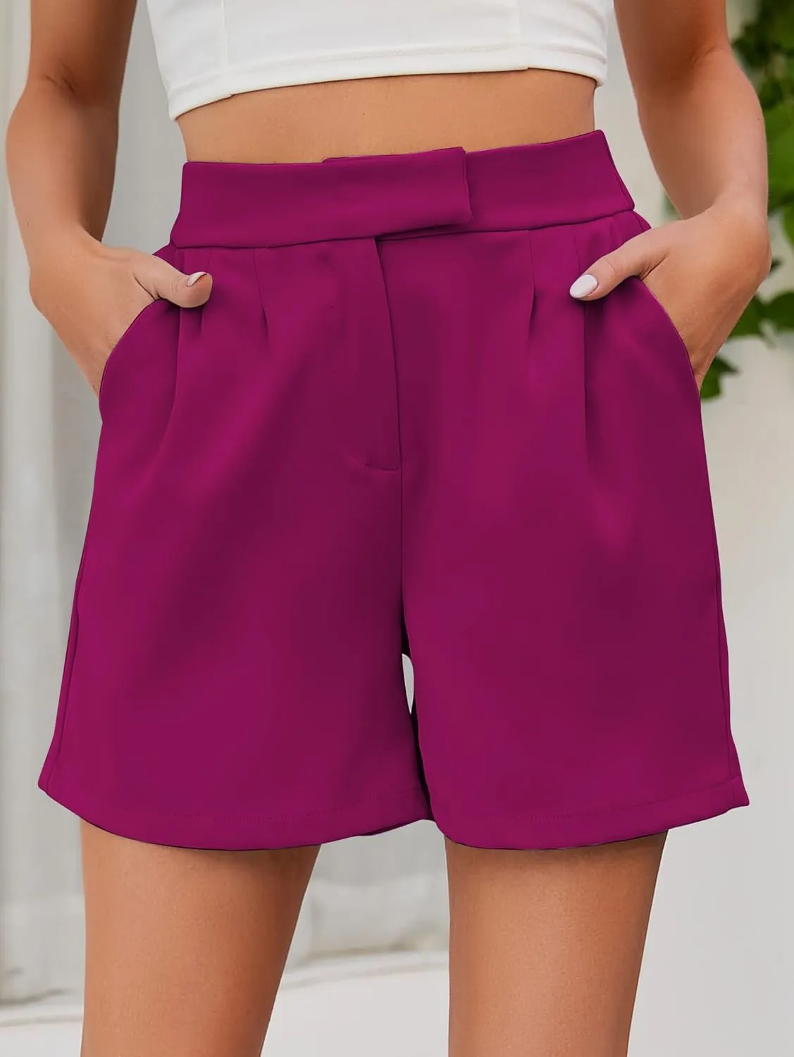 Famulily Womens Summer Cute Shorts Casual Side Pockets High Waist Shorts with Back Elastic Waist