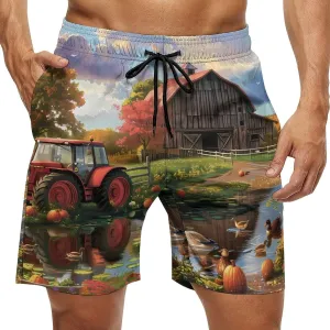 Farm Cottage Life Men's Swim Trunks Quick Dry Board Shorts Breathable Summer Beach Shorts Bathing Suits